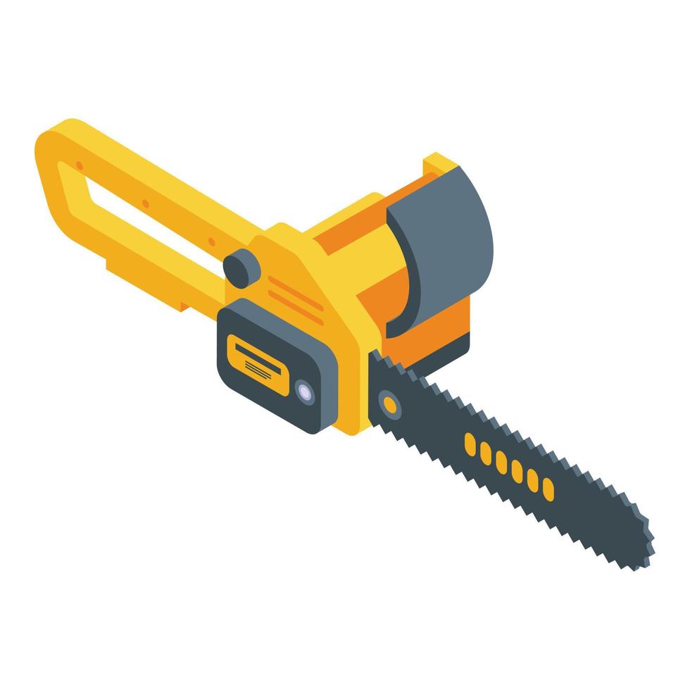 Modern electric chainsaw icon, isometric style vector