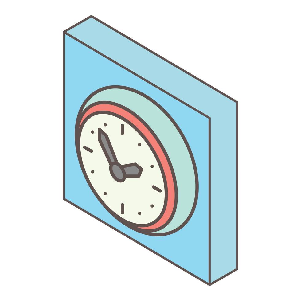 Wall clock icon, isometric style vector