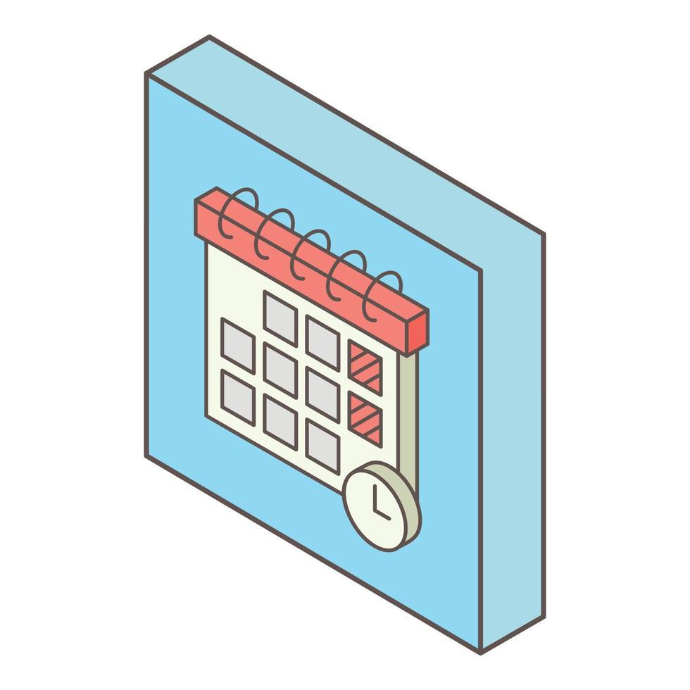 Calendar time icon, isometric style vector