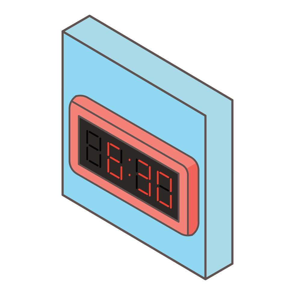 Digital clock icon, isometric style vector