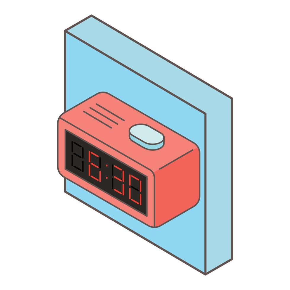icono de despertador digital, estilo isométrico vector
