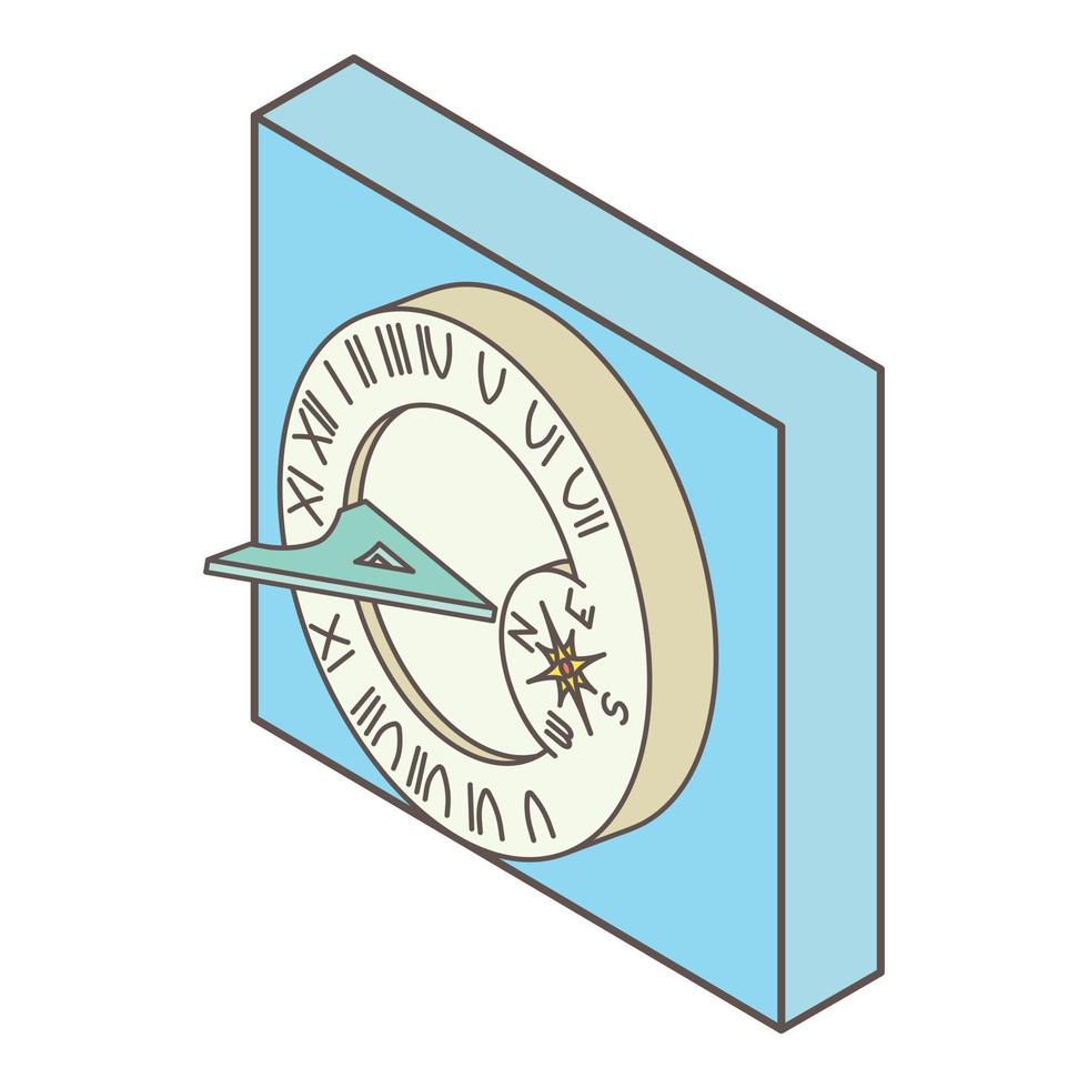 Sundial icon, isometric style vector