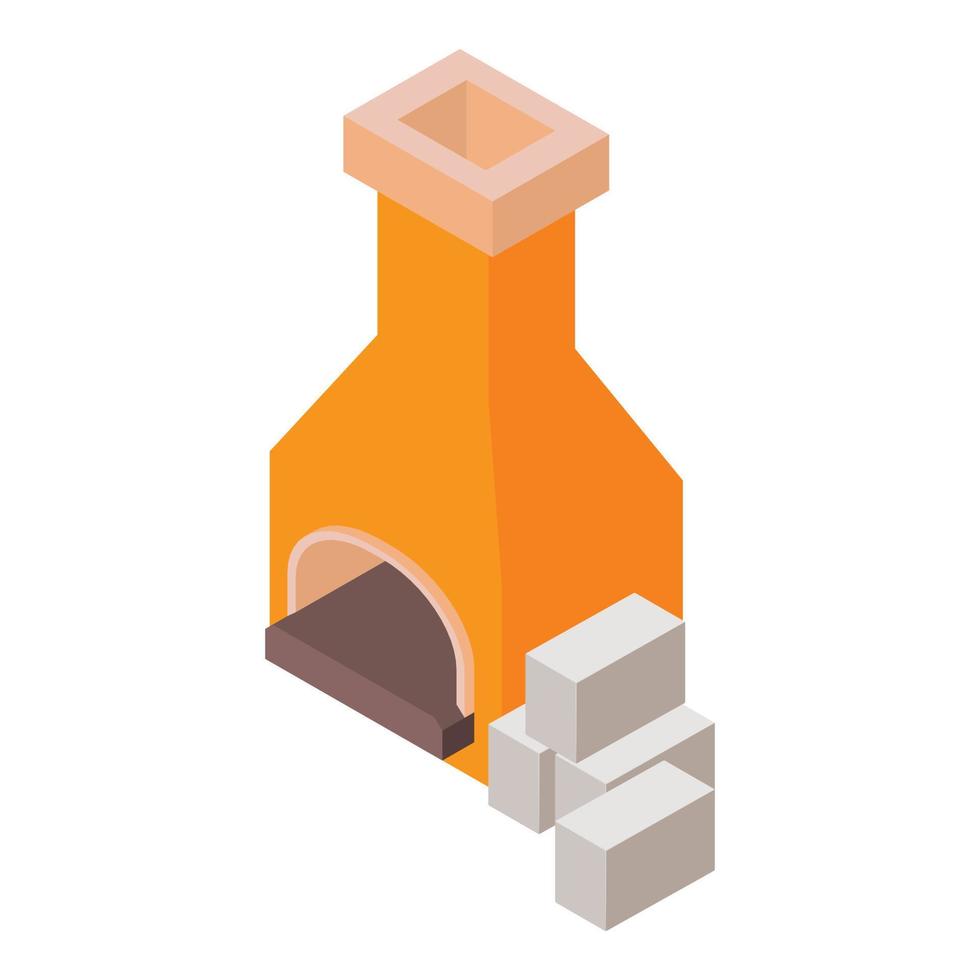 Blacksmith oven icon, isometric style vector