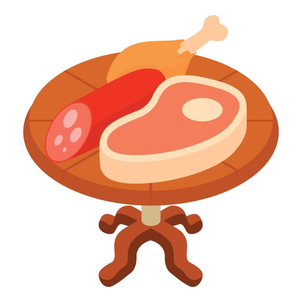 icono de comida de carne, estilo isométrico vector