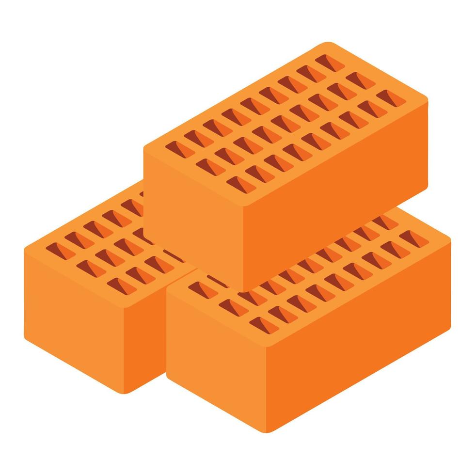 Red brick icon, isometric style vector