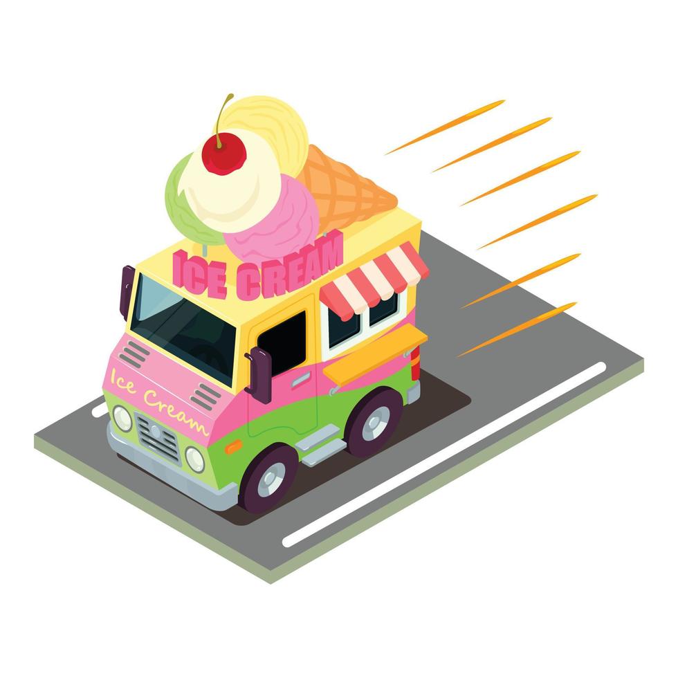 Icecream delivery icon, isometric style vector