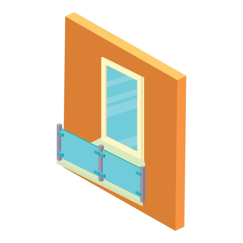 Transparent balcony icon, isometric style vector