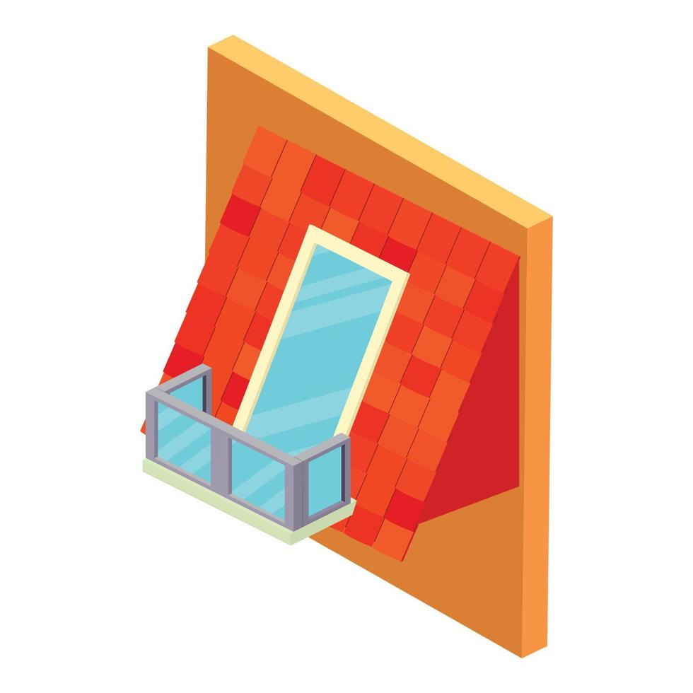 Roof balcony icon, isometric style vector