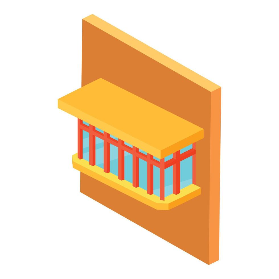 Glazed balcony icon, isometric style vector