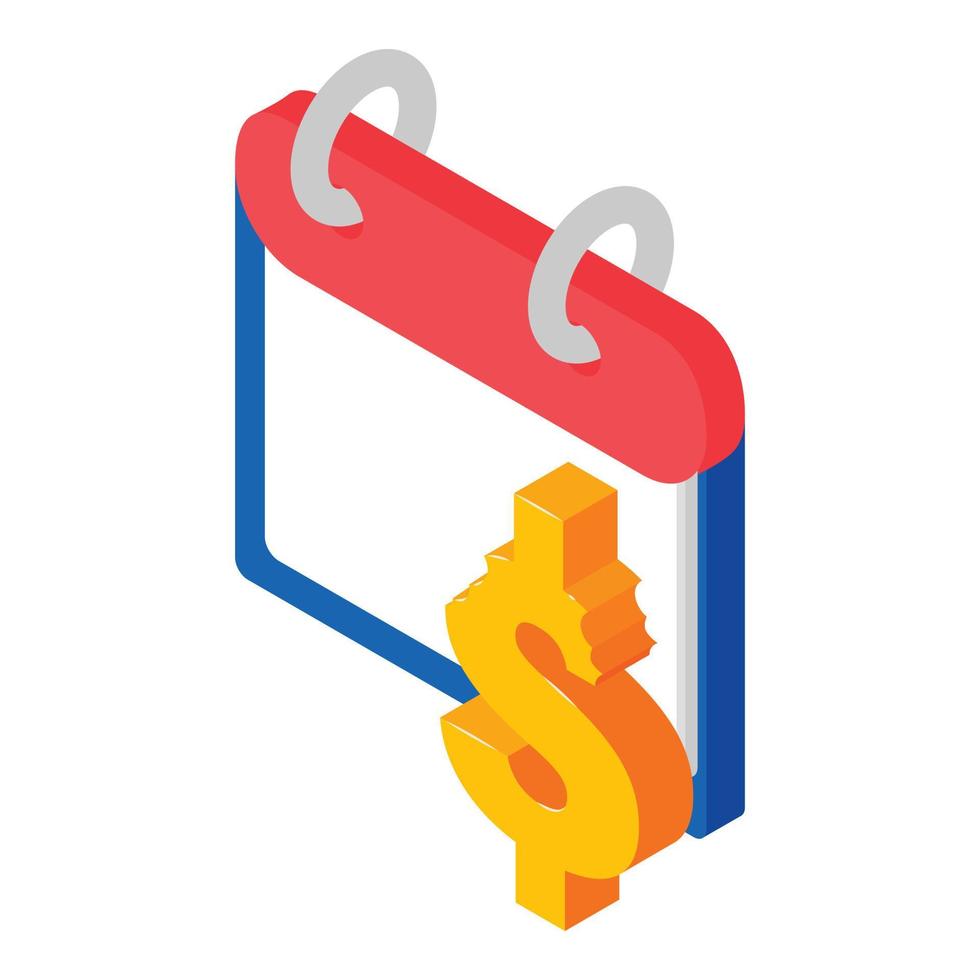 Finance calendar icon, isometric style vector