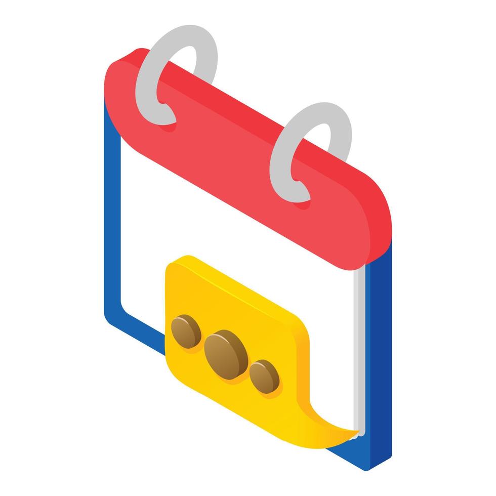 Calendar chat icon, isometric style vector