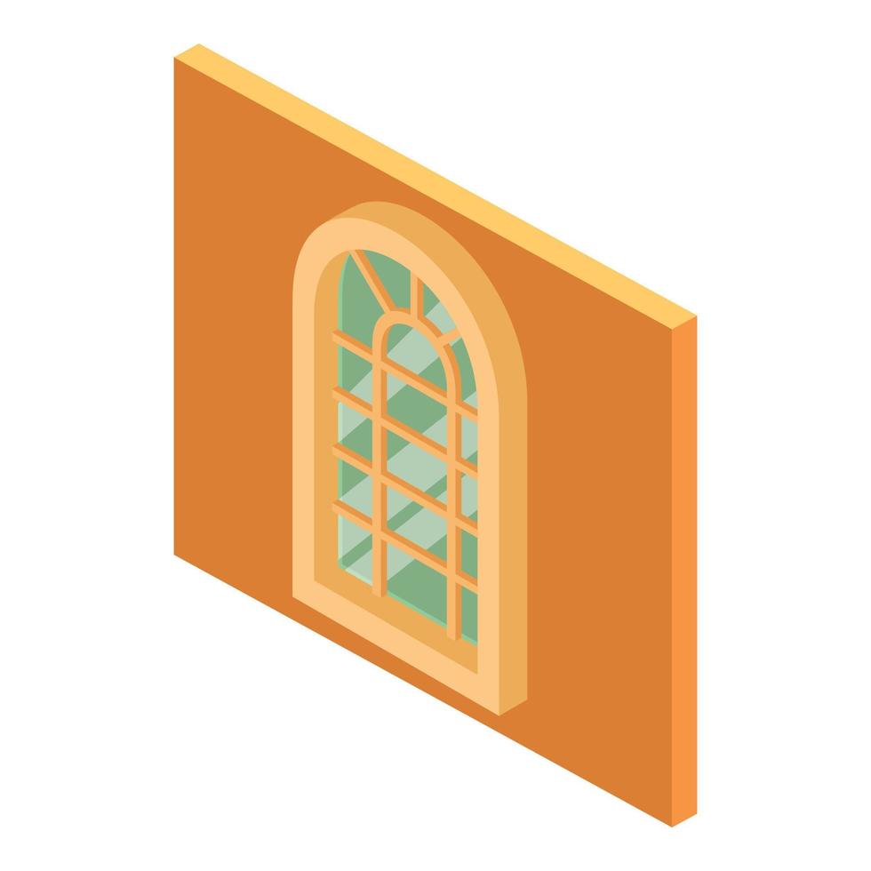 Arched window icon, isometric style vector