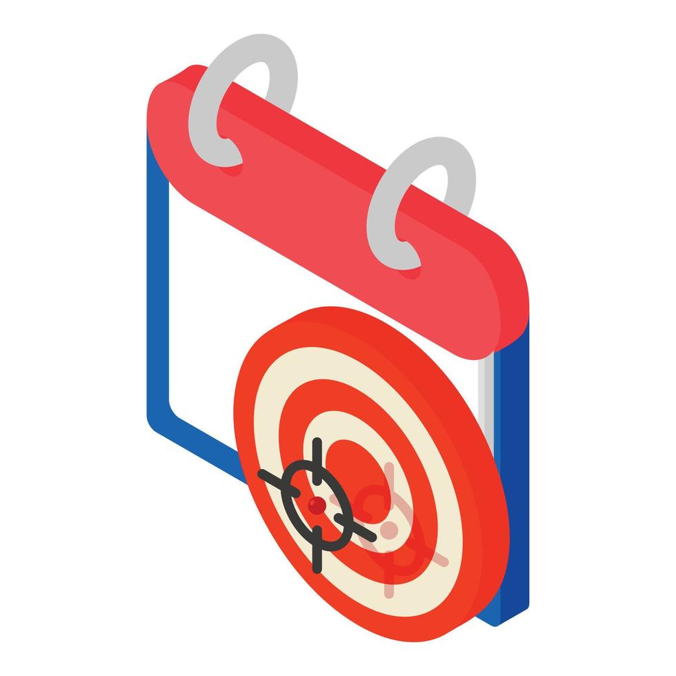 Target calendar icon, isometric style vector