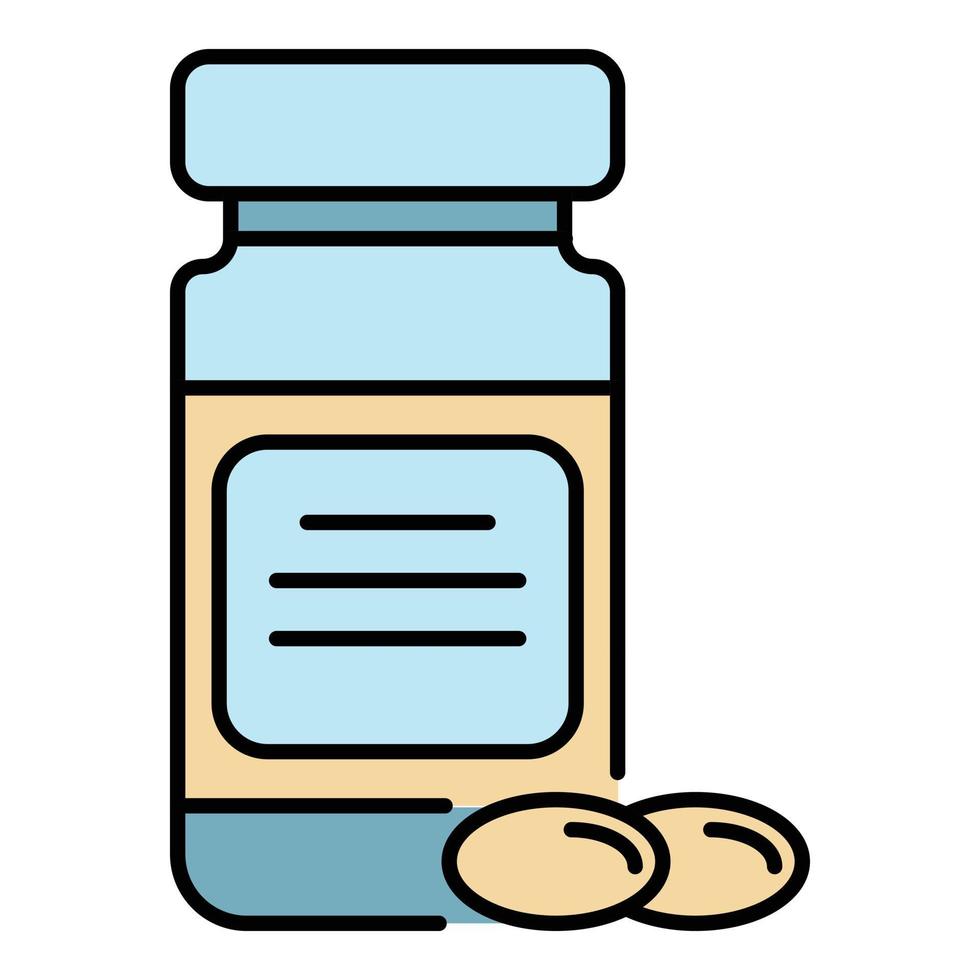 Fish oil capsule icon color outline vector