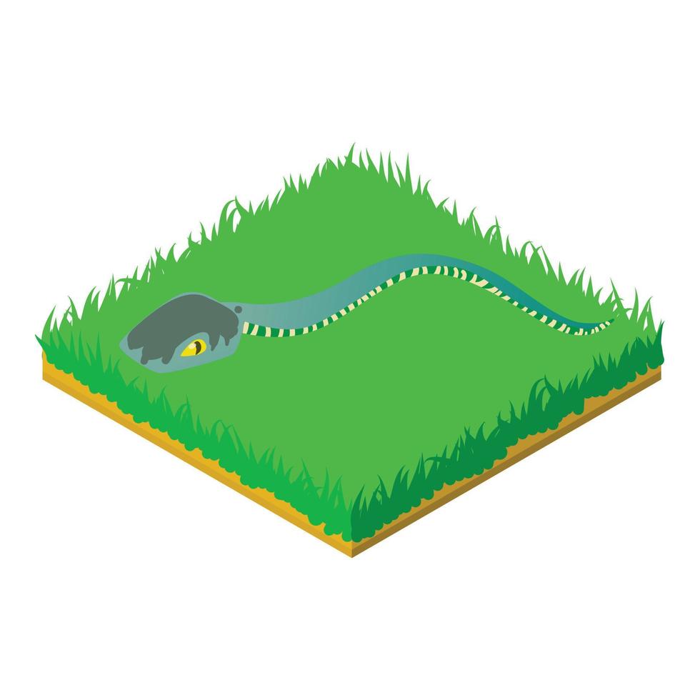 Cartoon snake icon, isometric style vector