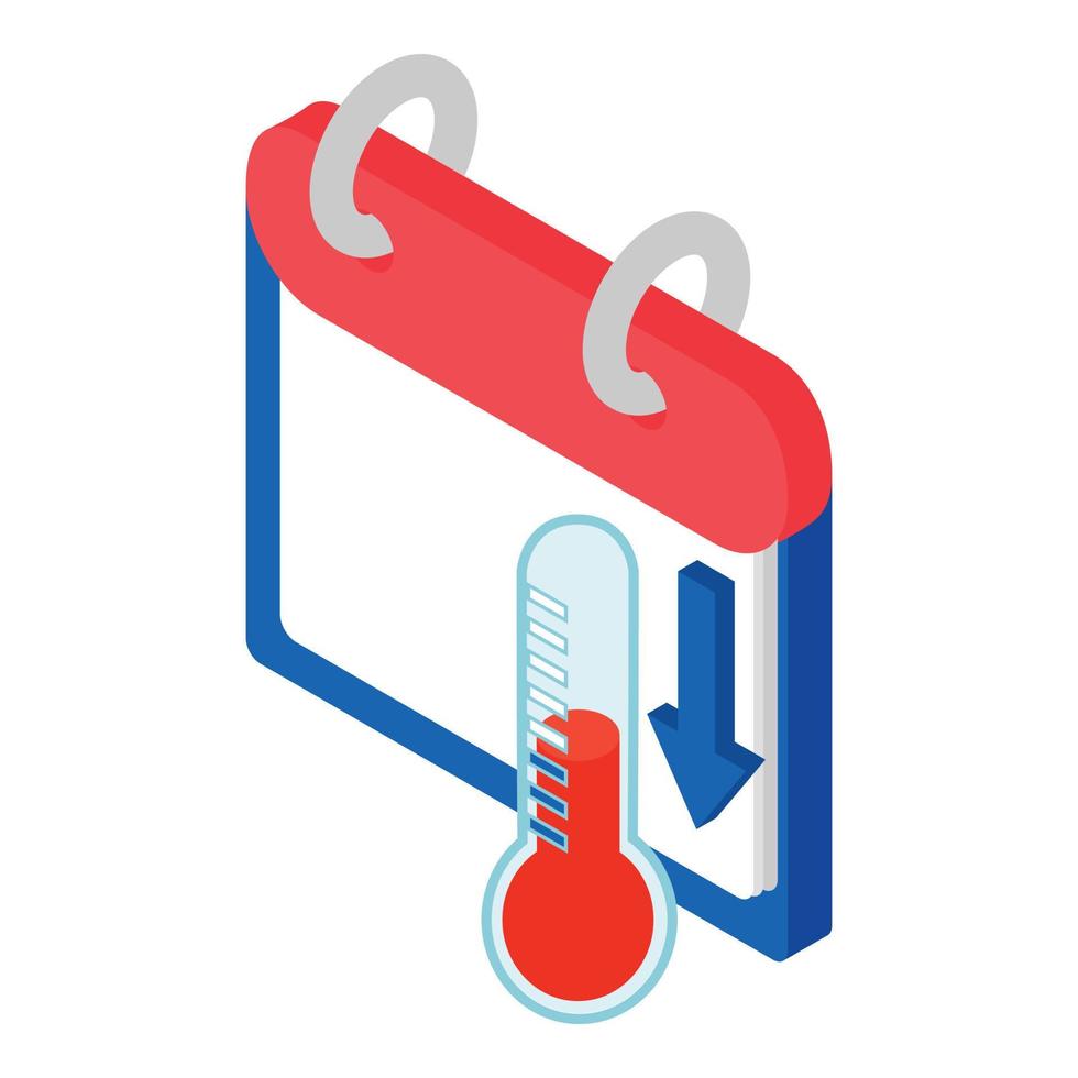 Weather calendar icon, isometric style vector