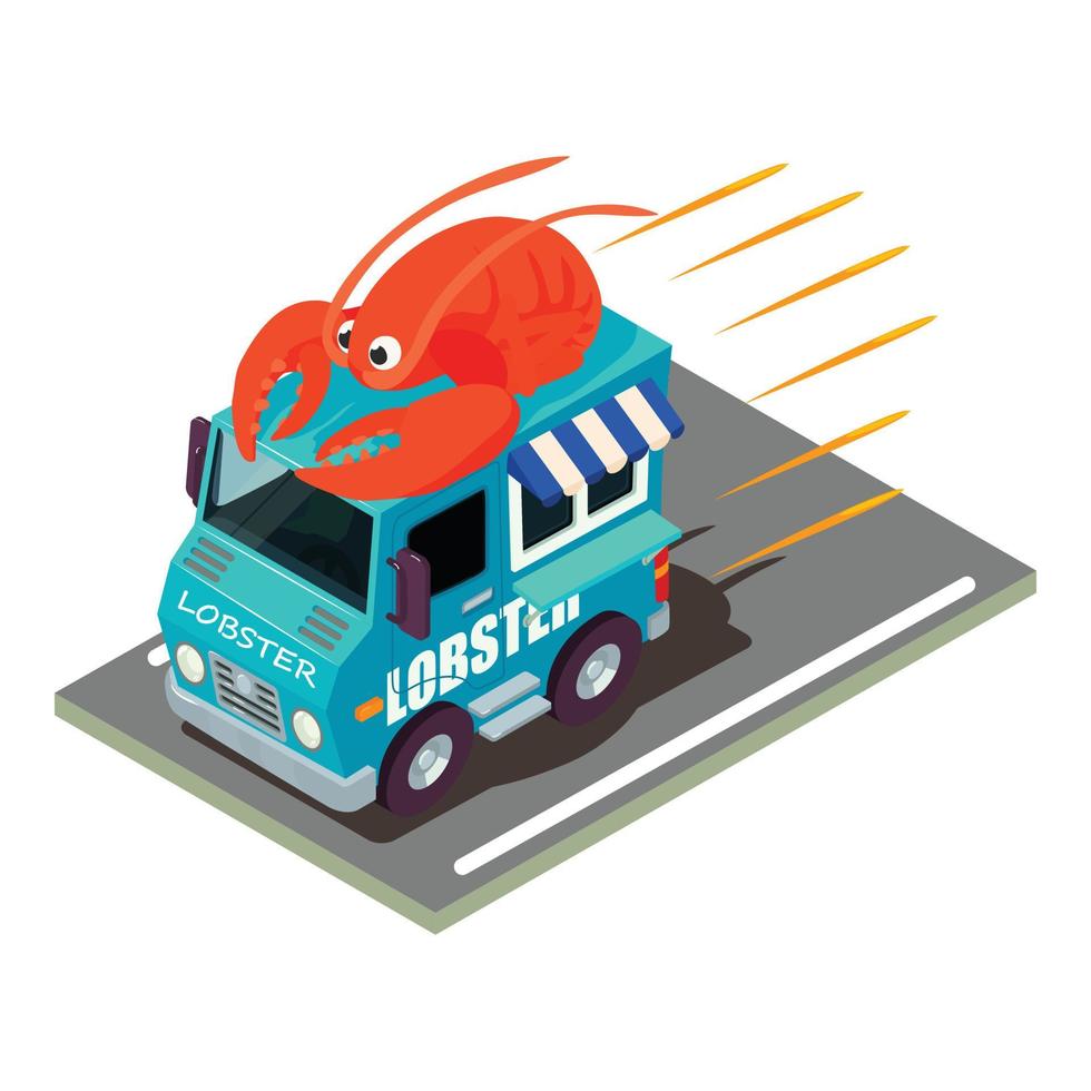 Seafood delivery icon, isometric style vector