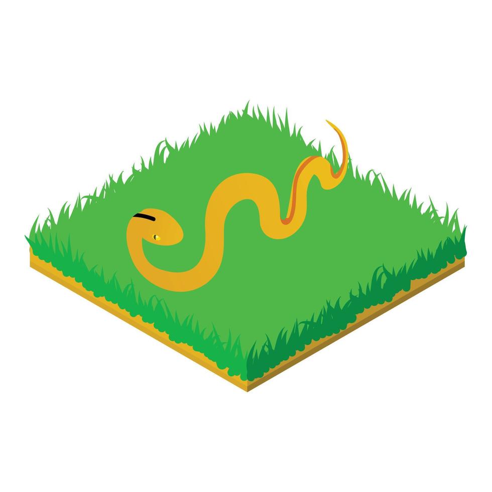 Yellow snake icon, isometric style vector