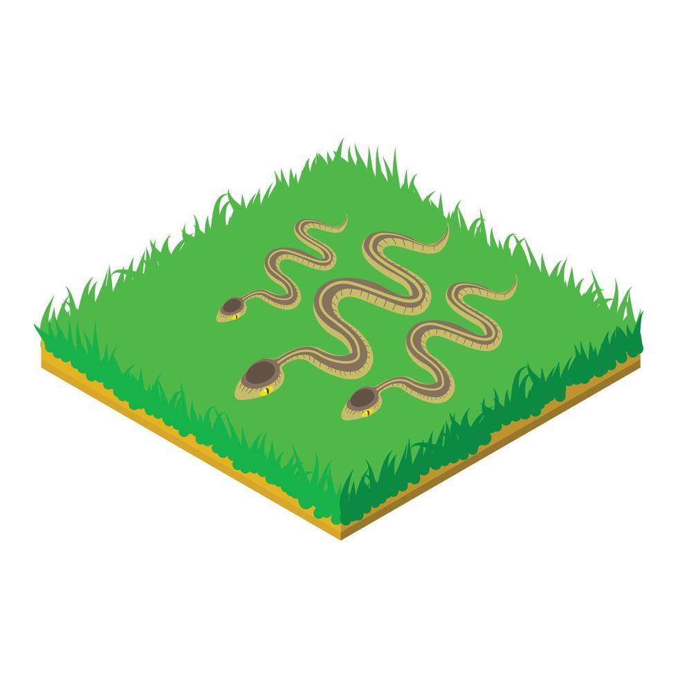 Gray snake icon, isometric style vector