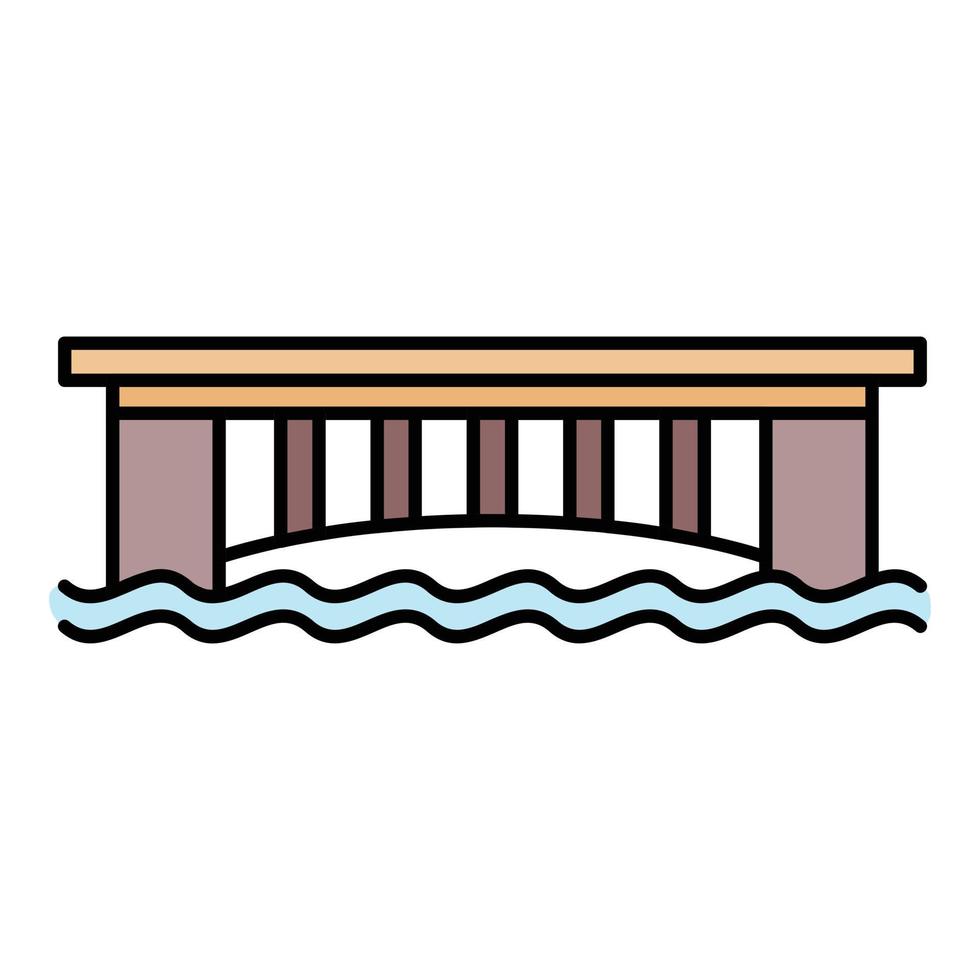 Urban bridge icon color outline vector