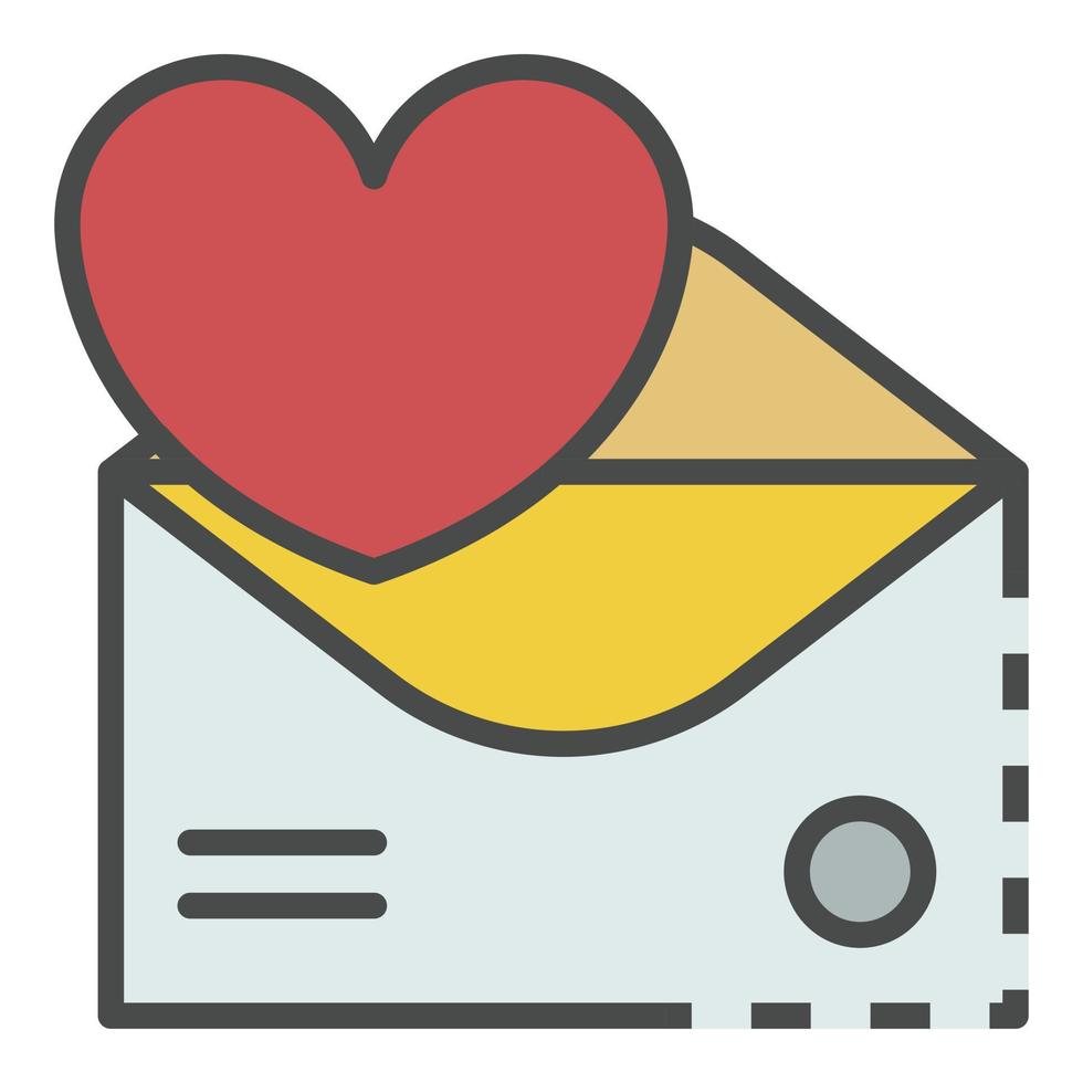 Email heart inbox icon color outline vector