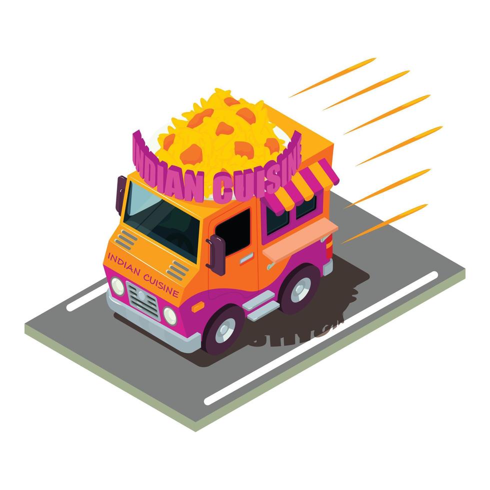 Food truck icon, isometric style vector
