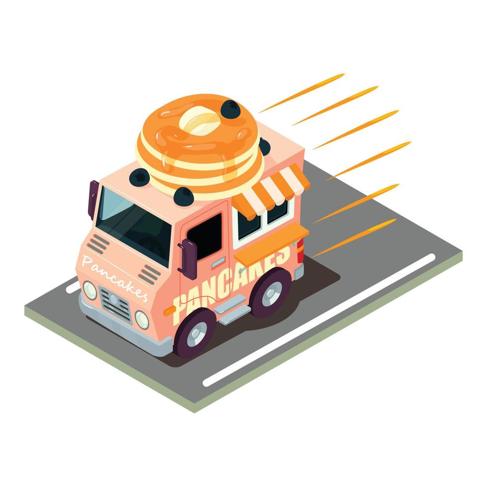 Pancake delivery icon, isometric style vector