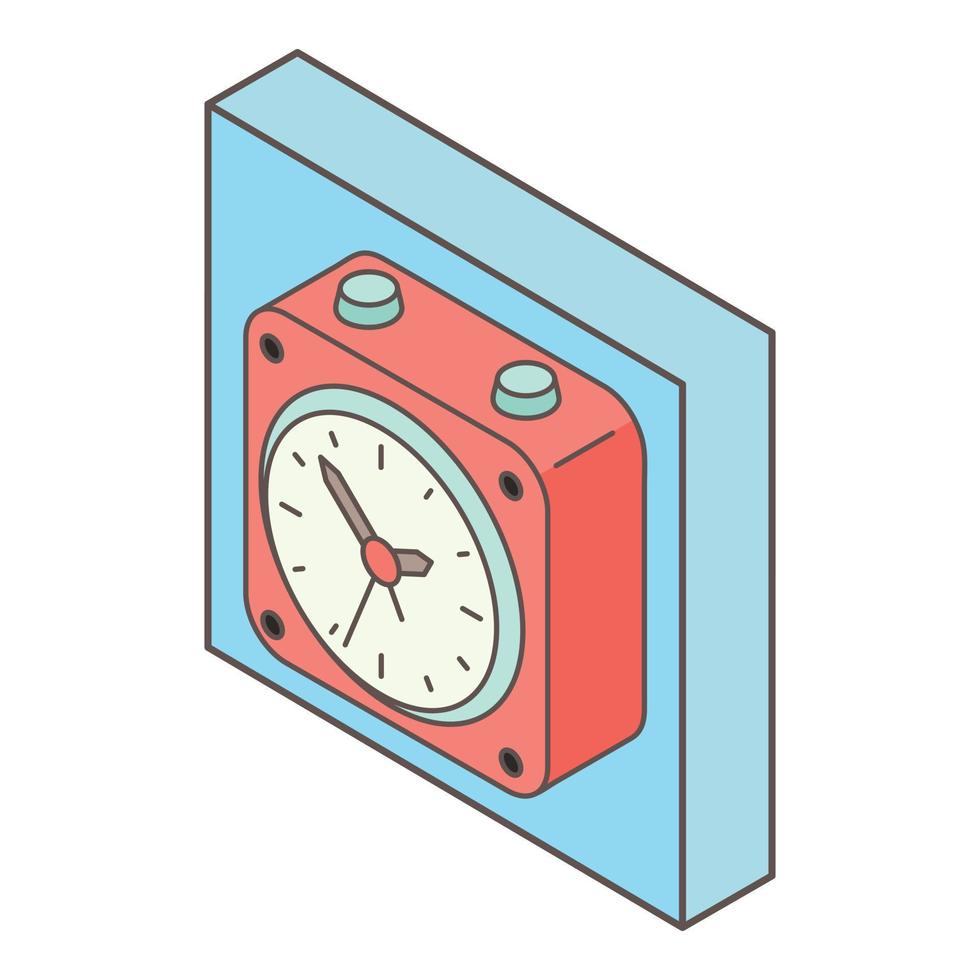 icono de reloj rojo, estilo isométrico vector