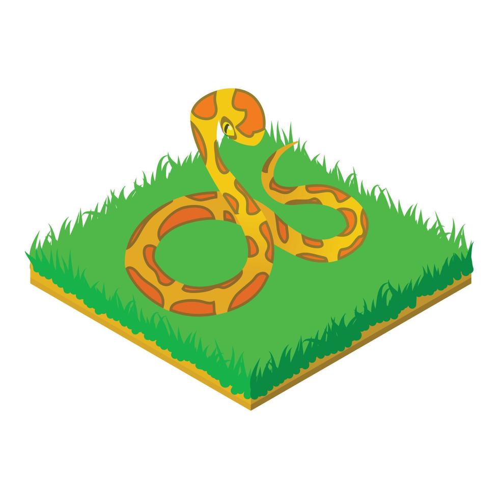 Yellow python icon, isometric style vector