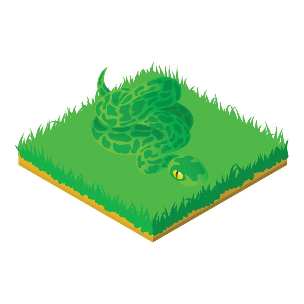 Green anaconda icon, isometric style vector