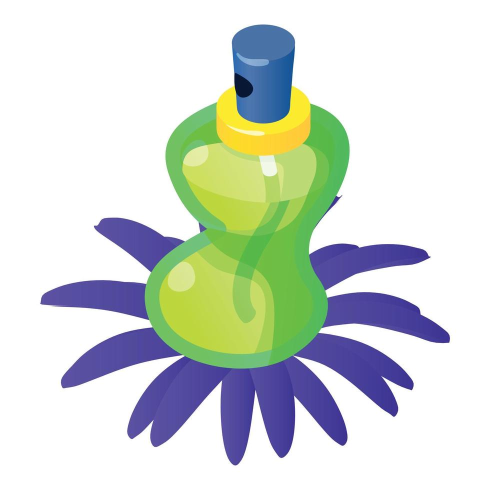 Flower perfume icon, isometric style vector