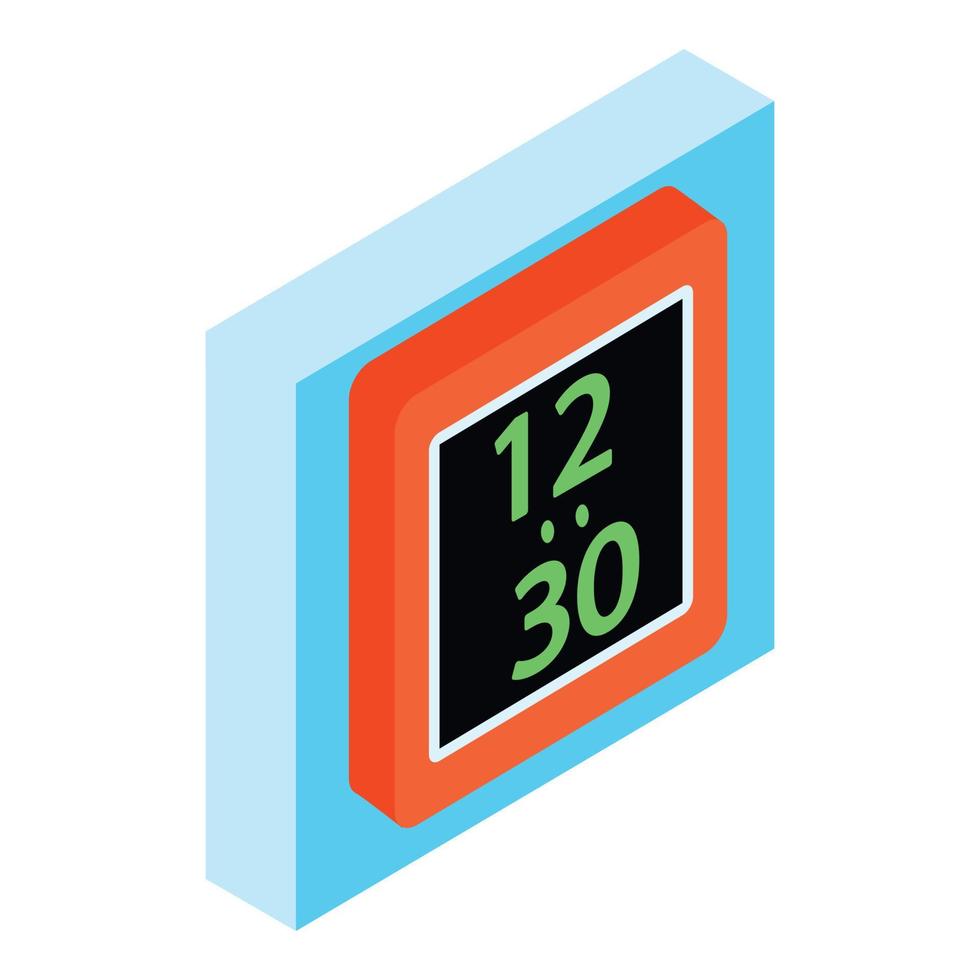 Digital alarmclock icon, isometric style vector