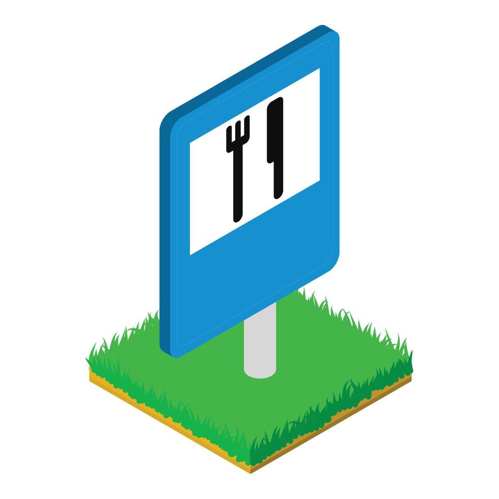 Restaurant roadsign icon, isometric style vector