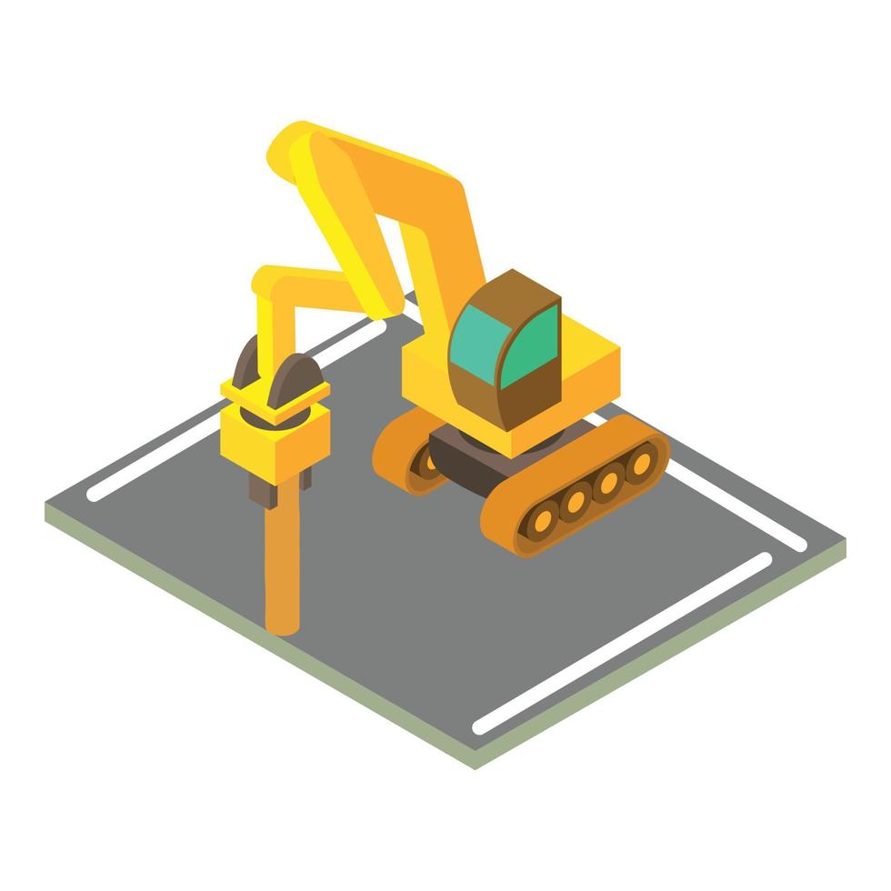 Large jackhammer icon, isometric style vector