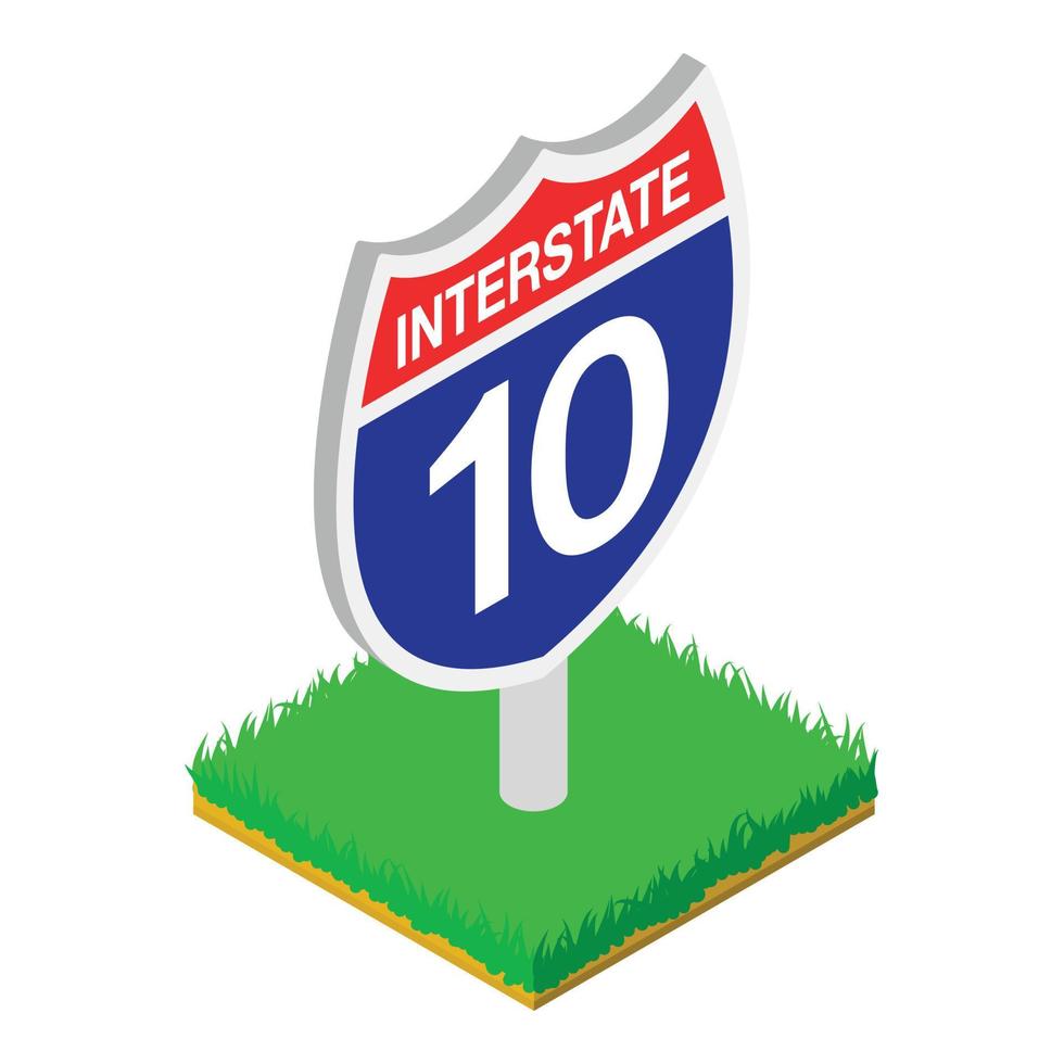 Interstate sign icon, isometric style vector