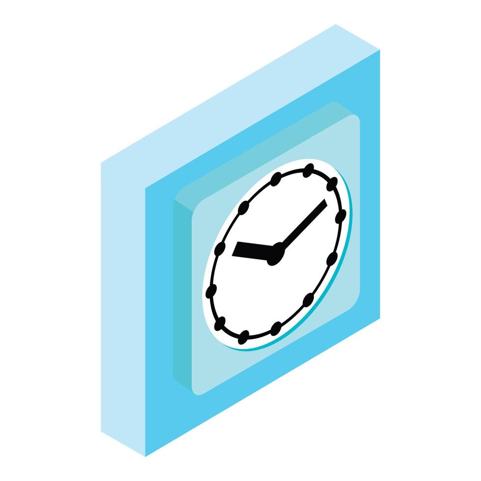 Blue clock icon, isometric style vector