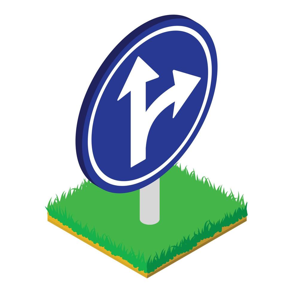 Road sign icon, isometric style vector