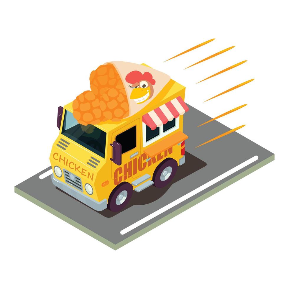 Chicken delivery icon, isometric style vector
