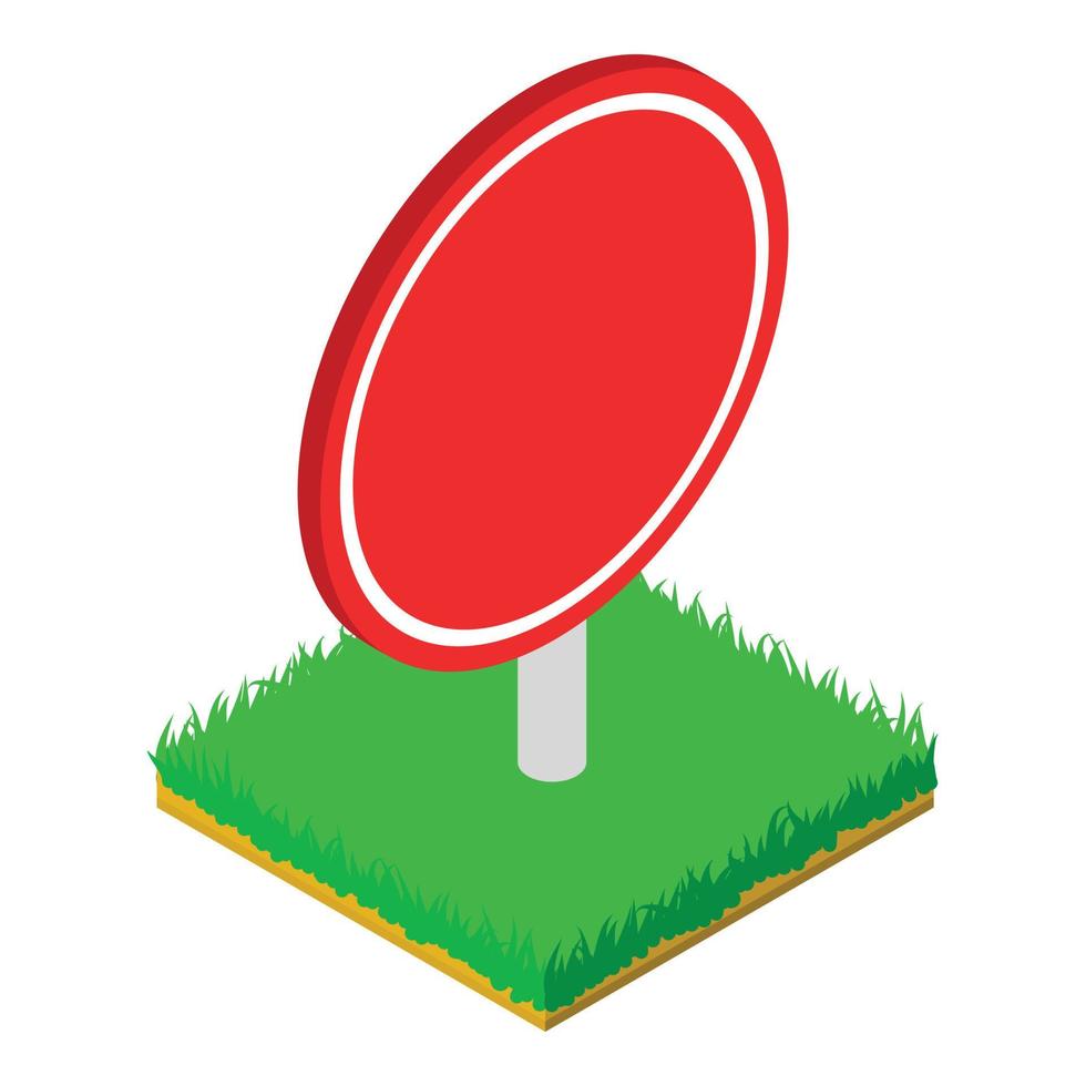 Red roadsign icon, isometric style vector