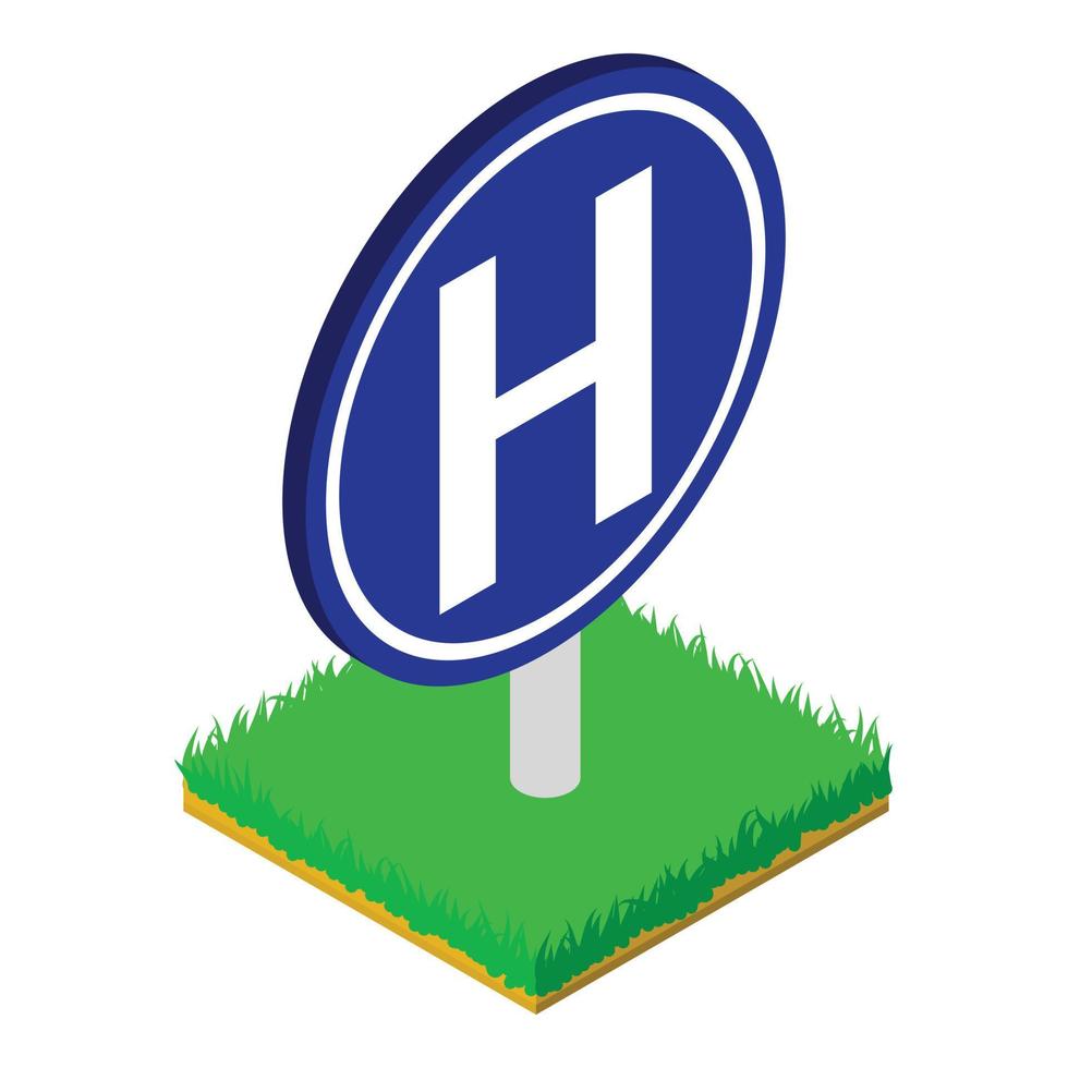 Hospital roadsign icon, isometric style vector