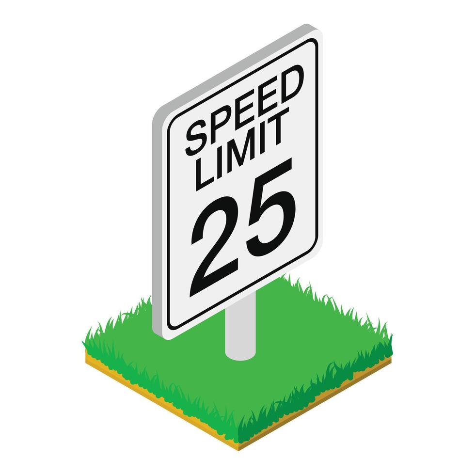 Speed limit icon, isometric style vector