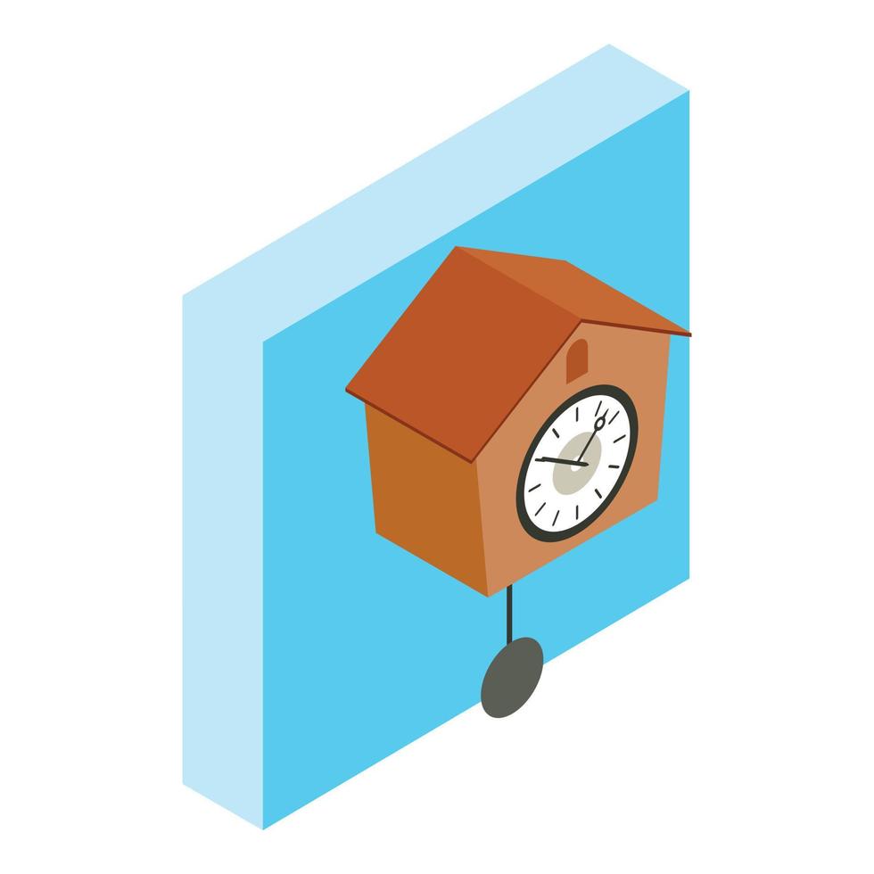 icono de reloj de cuco, estilo isométrico vector