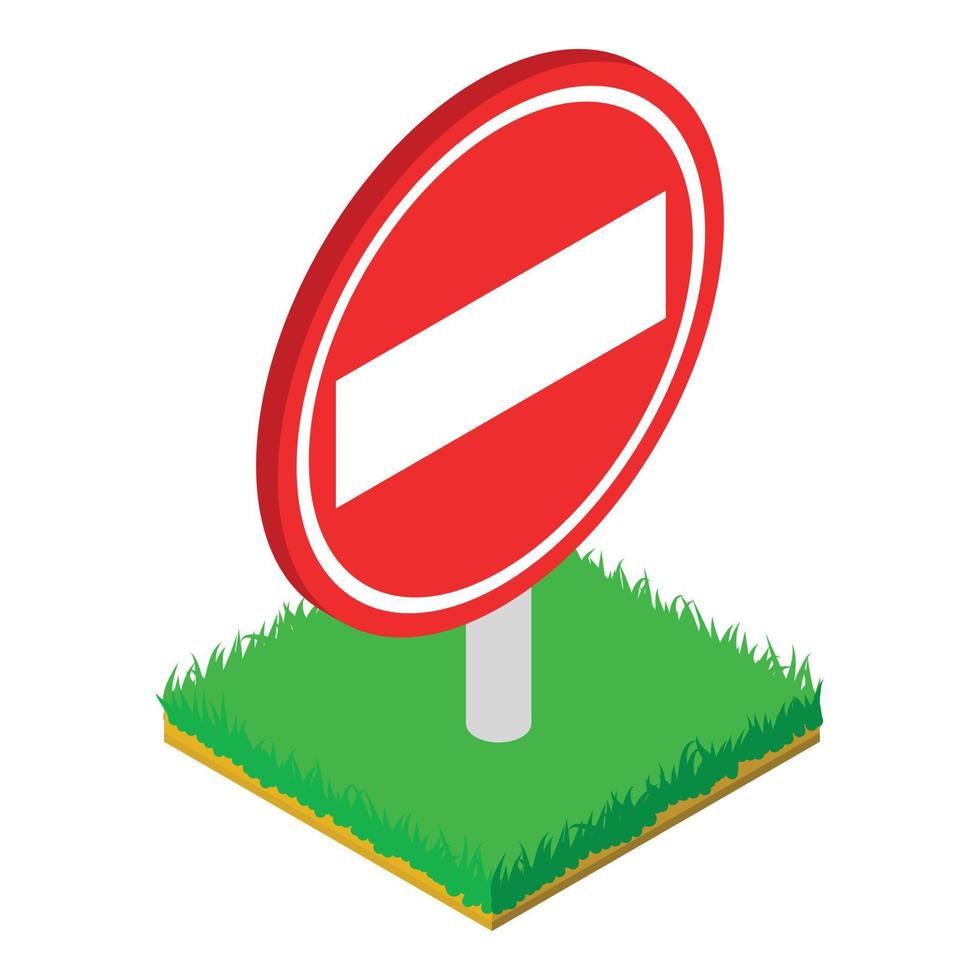 No entry icon, isometric style vector