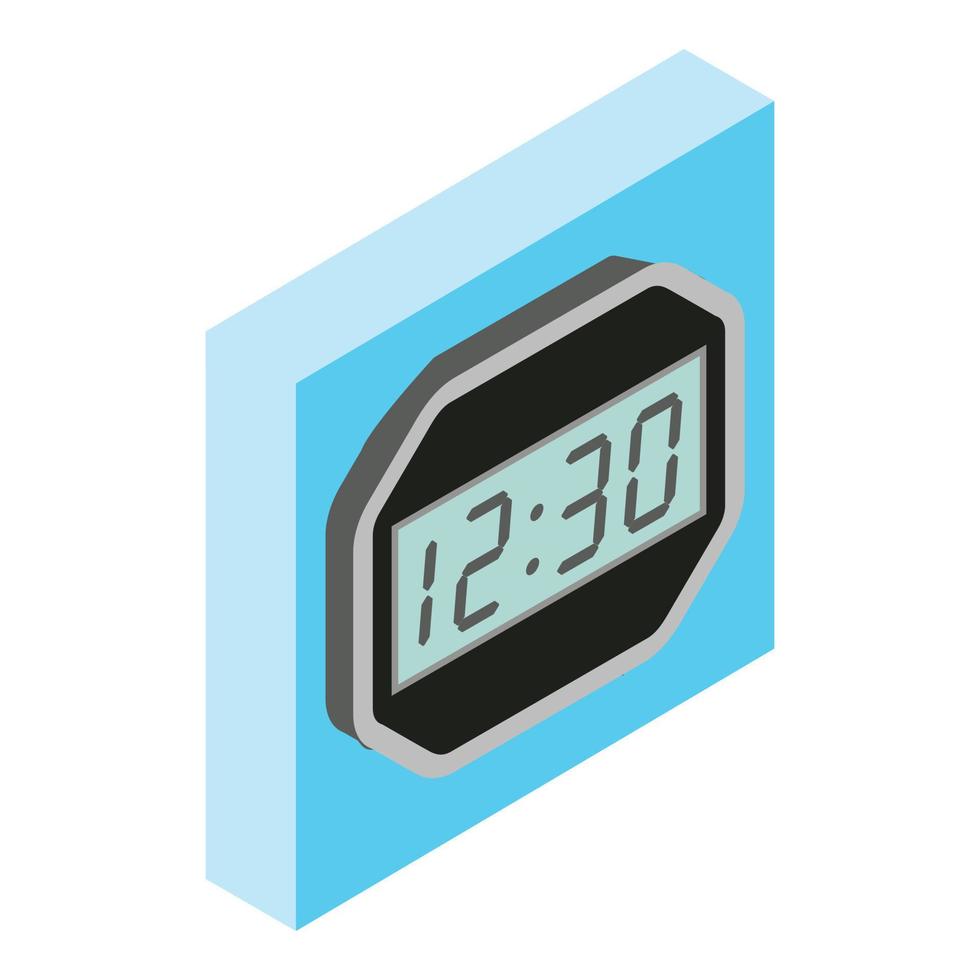 Electronic clock icon, isometric style vector