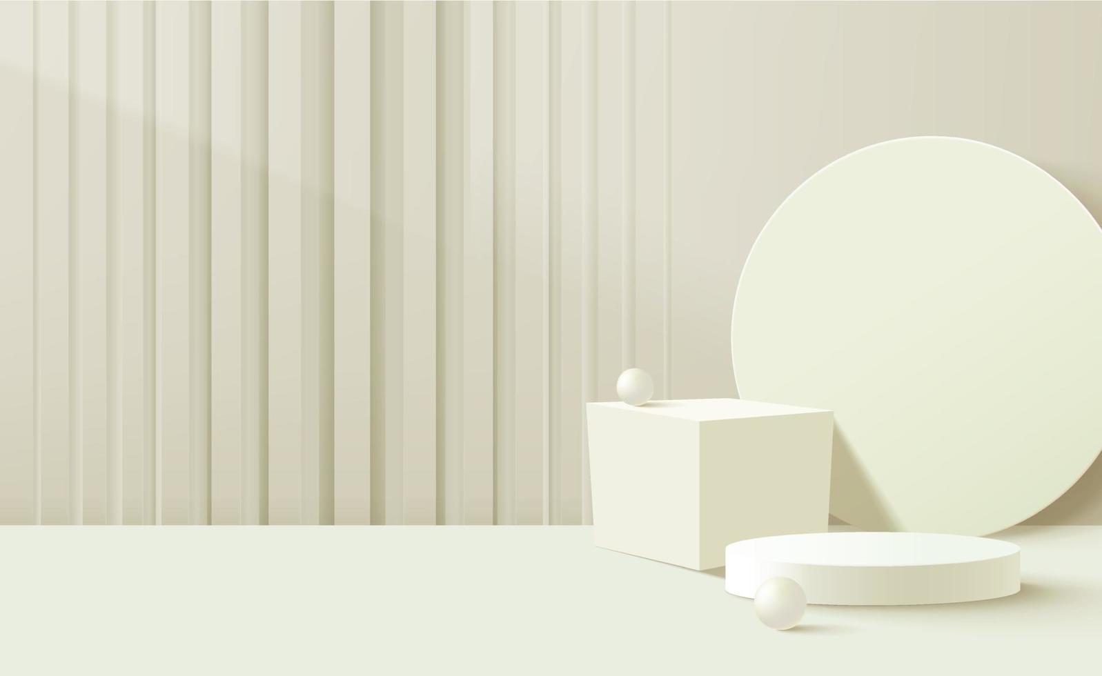 Abstract 3d white cylinder pedestal podium with pastel wall scene and circle backdrop, scene for advertising vector