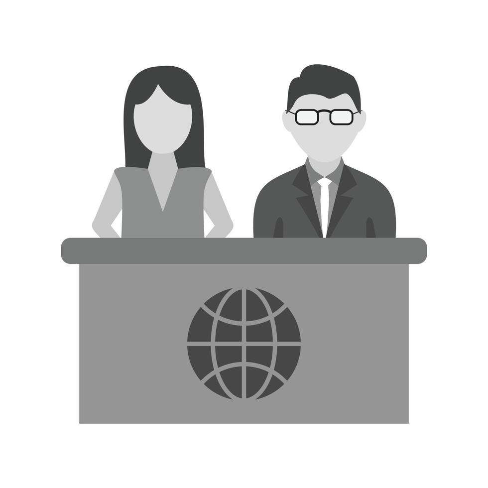 Anchors on News Desk Flat Greyscale Icon vector