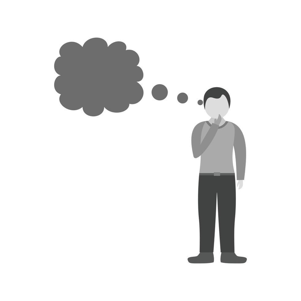 Thoughtful Flat Greyscale Icon vector