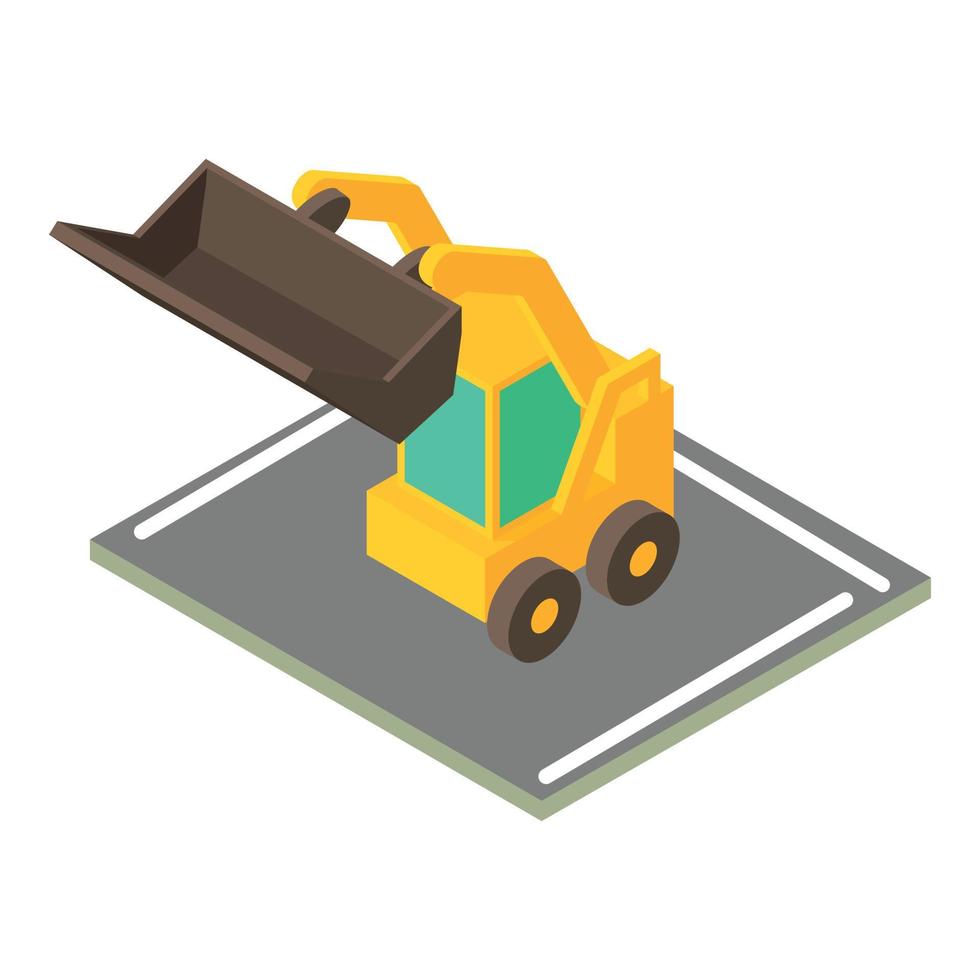 Mini bulldozer icon, isometric style vector