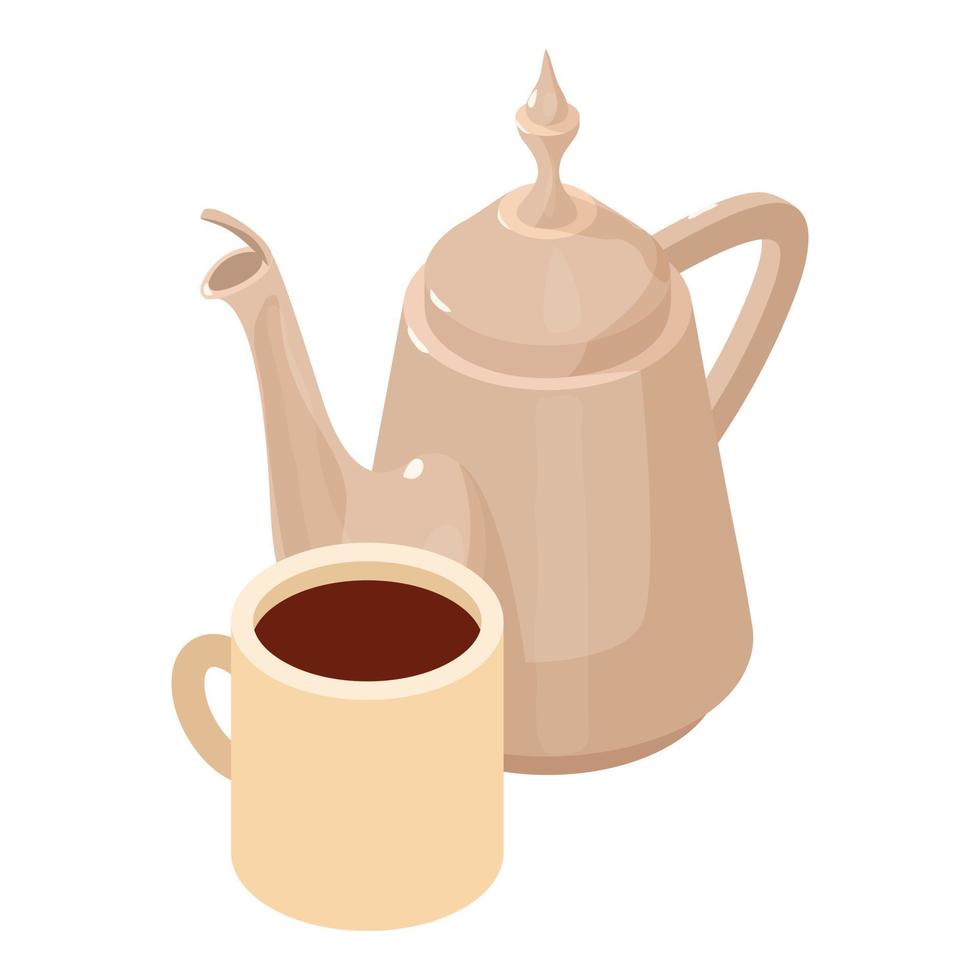icono de café árabe, estilo isométrico vector