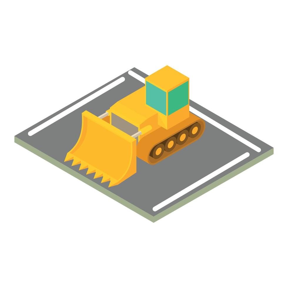 Crawler bulldozer icon, isometric style vector